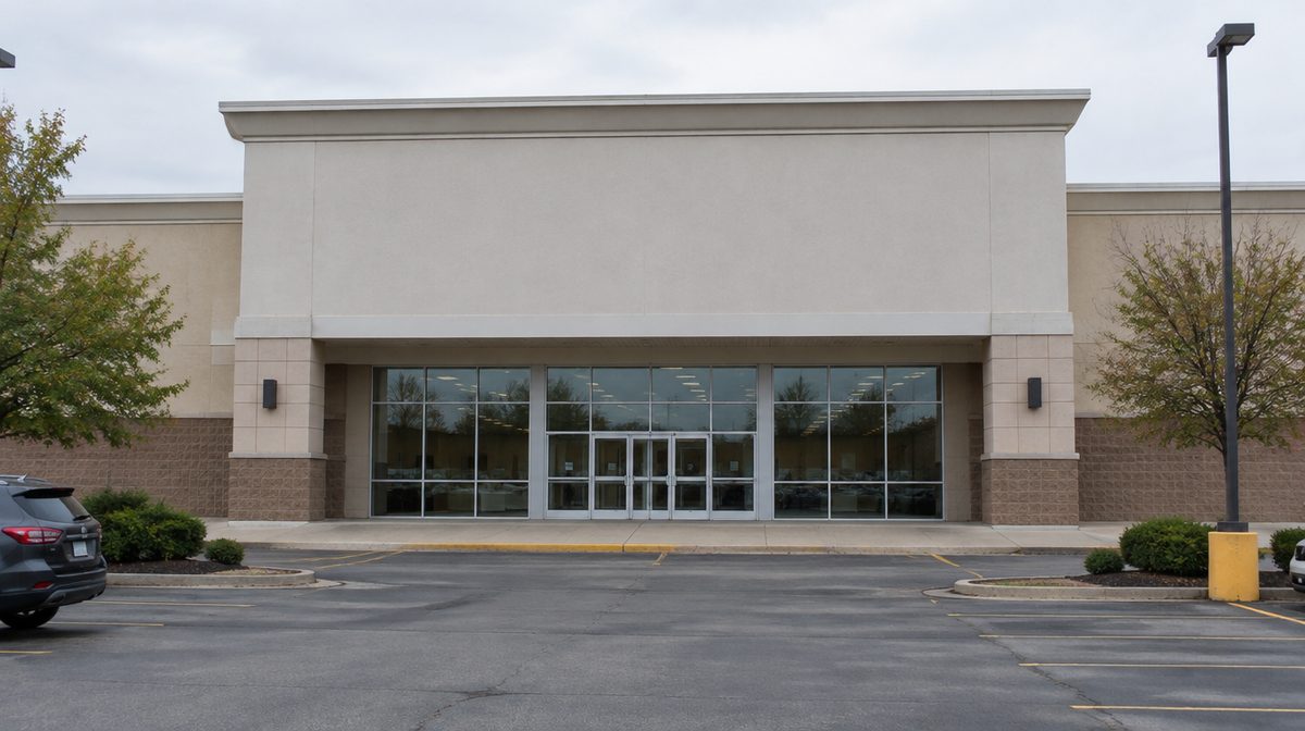 Representative photo of a generic off-price junior-anchor store in a power center, blank facade